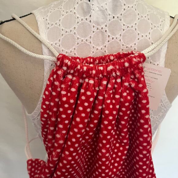 SEW SWEET MINKY Designs DrawString Tote Bag Red White Polka Dots NWT - Picture 4 of 10